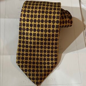 FENDI made in Italy 100% Silk Tie Luxury Dark Blue/ Multi/ Geometric 56x3.5”